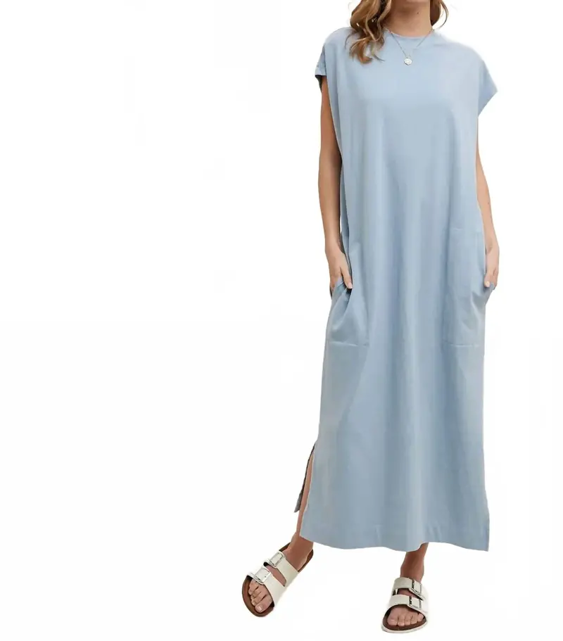 Tee Shirt Midi Dress In Slate Blue 1