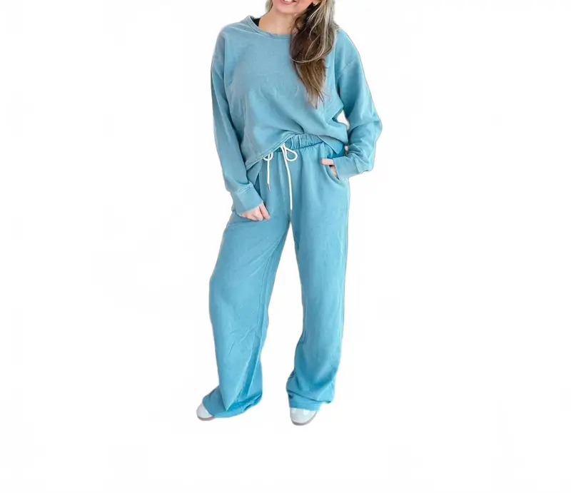 Terry Denim Long Sleeves Top In Blue 1