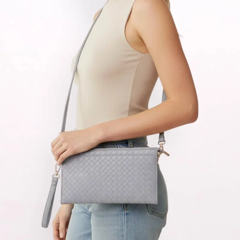 Textured Faux Leather Slim Wallet Crossbody Bag 1