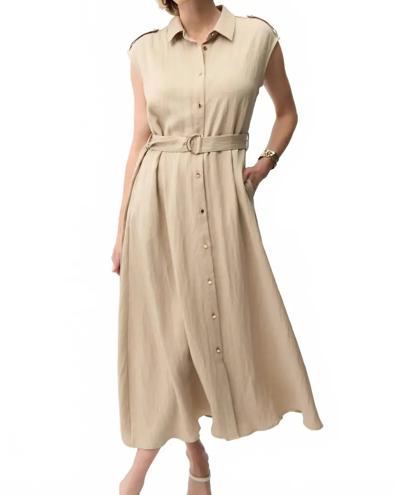 Textured Woven Shirt Dress In Parchment 1