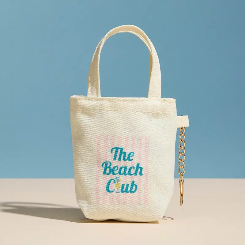 The Beach Club Message Print Keychain Mini Tote Bag 1