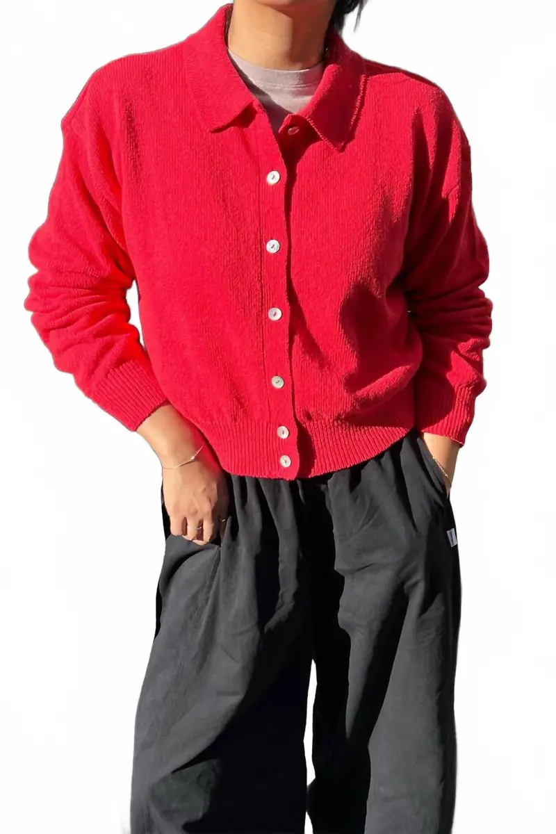 The Club Cardigan In Chili 1