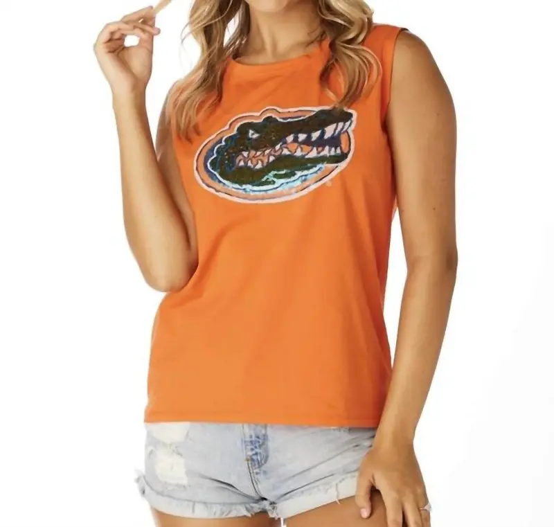 The Florida Sequin Tank Top In Orange 1