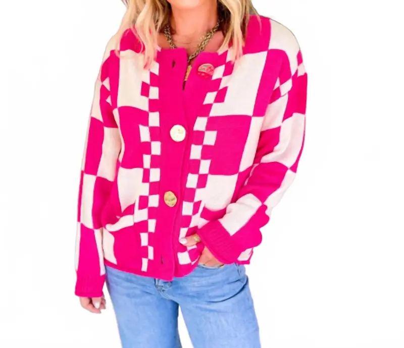 The Pop Quiz Cardigan In Pink 1