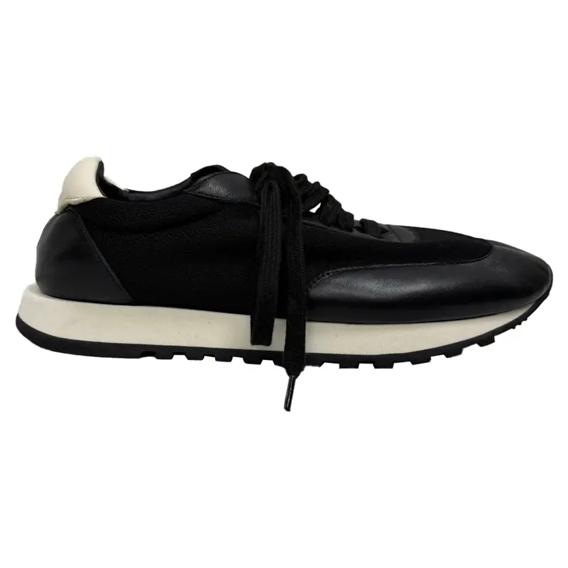 The Row Owen Runner Sneakers In Black Mesh And Leather 1