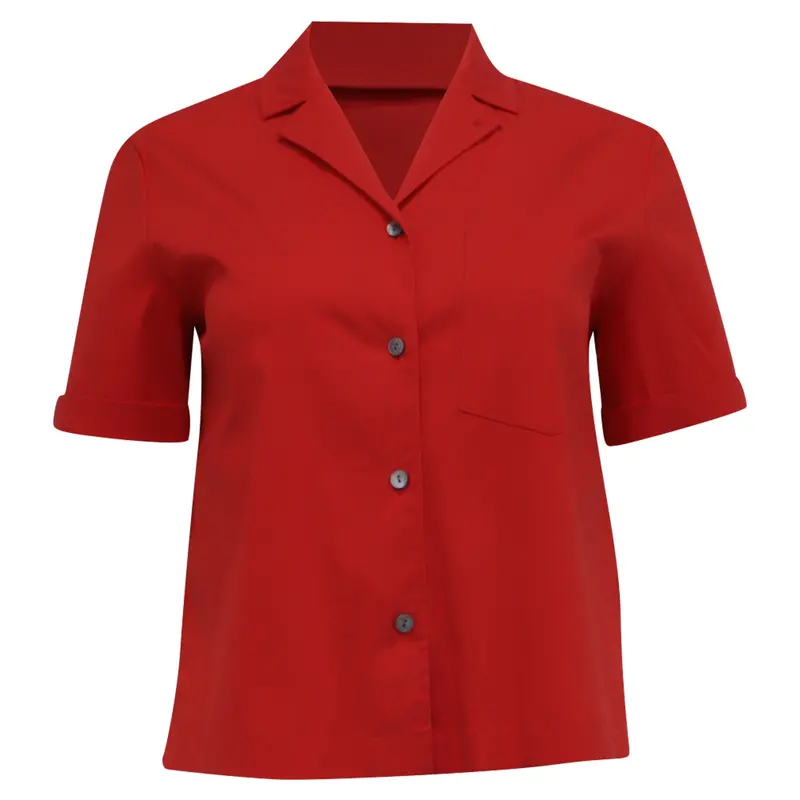 Theory Button-Down Camp Shirt In Red Cotton 1