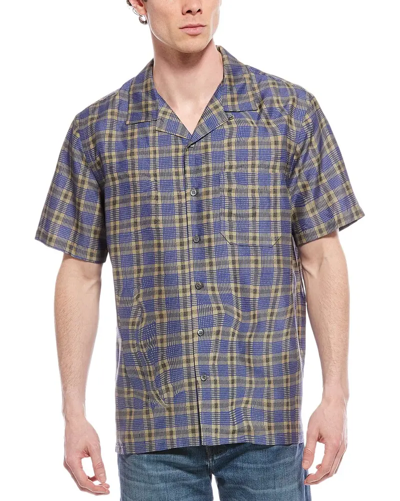 Theory Wrinkle Check Silk-Blend Shirt 1