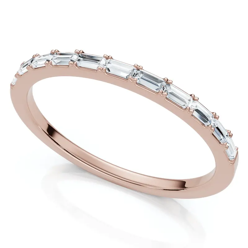 Thin Baguette Diamond Stackable Women's Wedding Ring 14K Gold Lab Grown 1