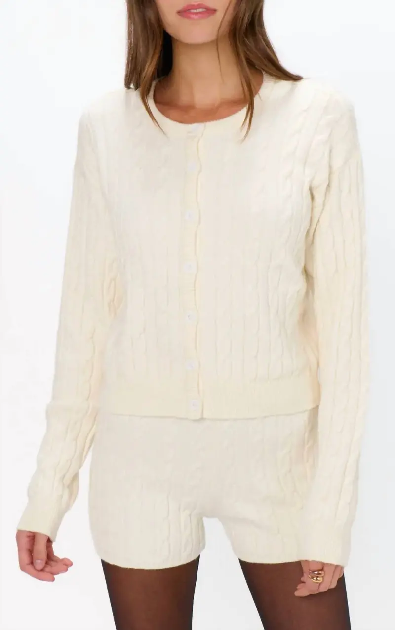 Throw On Cardigan In Snow Cable Knit 1