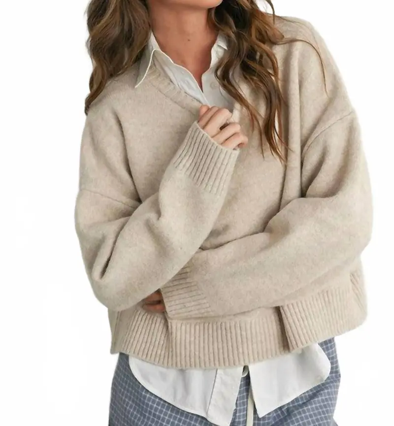 Tie-Back Sweater In Beige 1