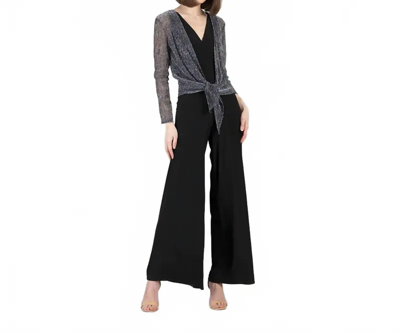 Tie Front Cardigan In Grey 1