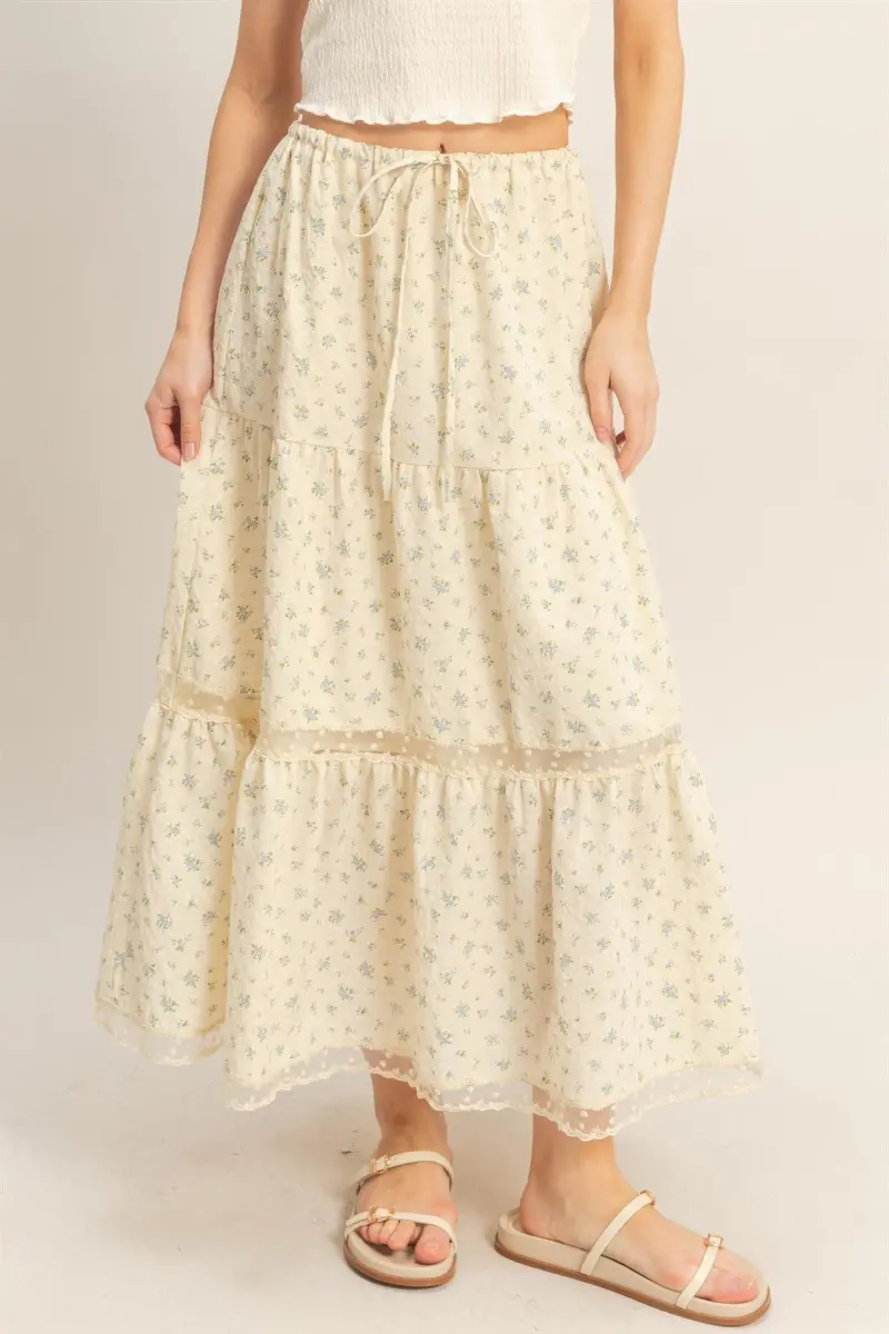 Tiered Lace Trim Skirt 1
