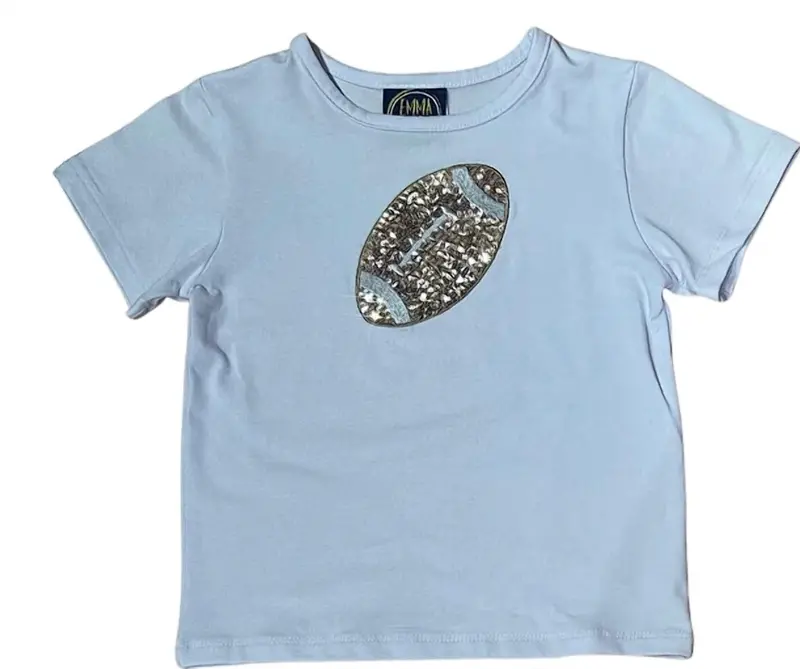 Toddler Girl's Football Sequin T-Shirt Top In Blue 1