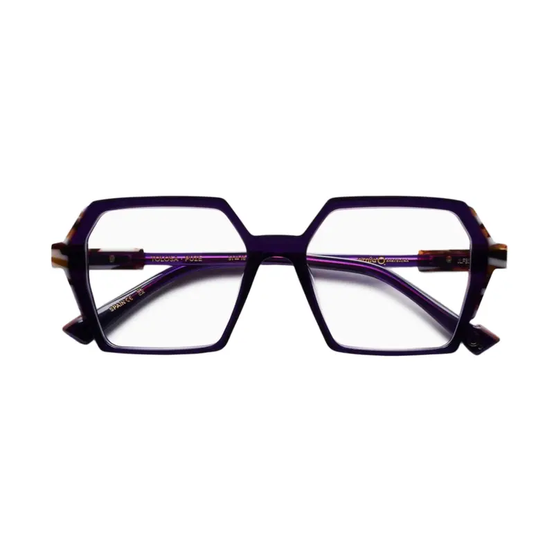 Tolosa Hexagonal Deep Purple Acetate Eyeglasses With Tortoiseshell Accents 1