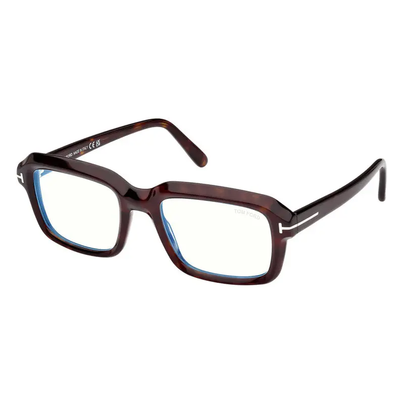Tom Ford Eyeglasses Square Full Rim, Dark Havana Frame And Clear Blue Block Lenses Lens Ft5888-B052 1