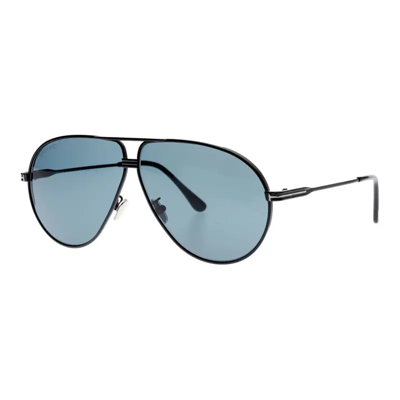 Tom Ford Sunglasses Aviator Full Rim, Shiny Black Frame And Green Lens Ft0734-H01n 1