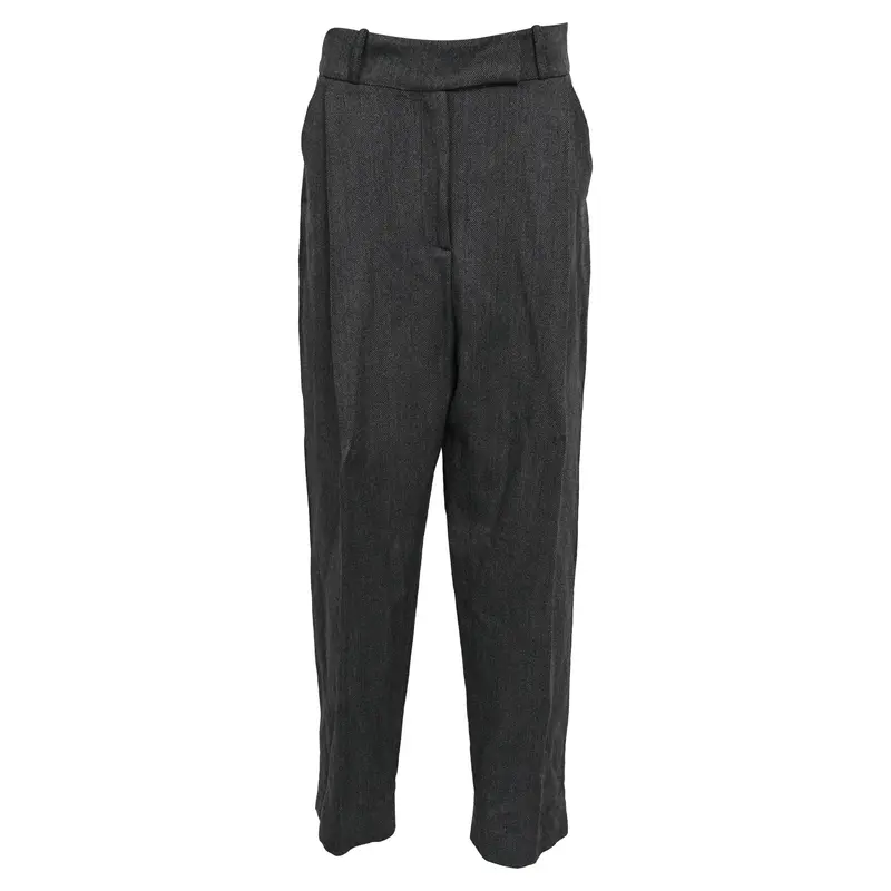 Totême Deep Pleat Trouser Wide Leg Pants In Grey Wool 1