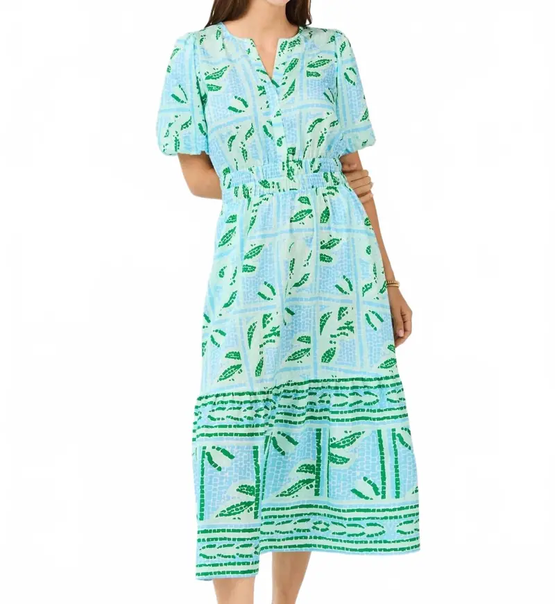 Tracey Trellis Tiles Dress In Green 1