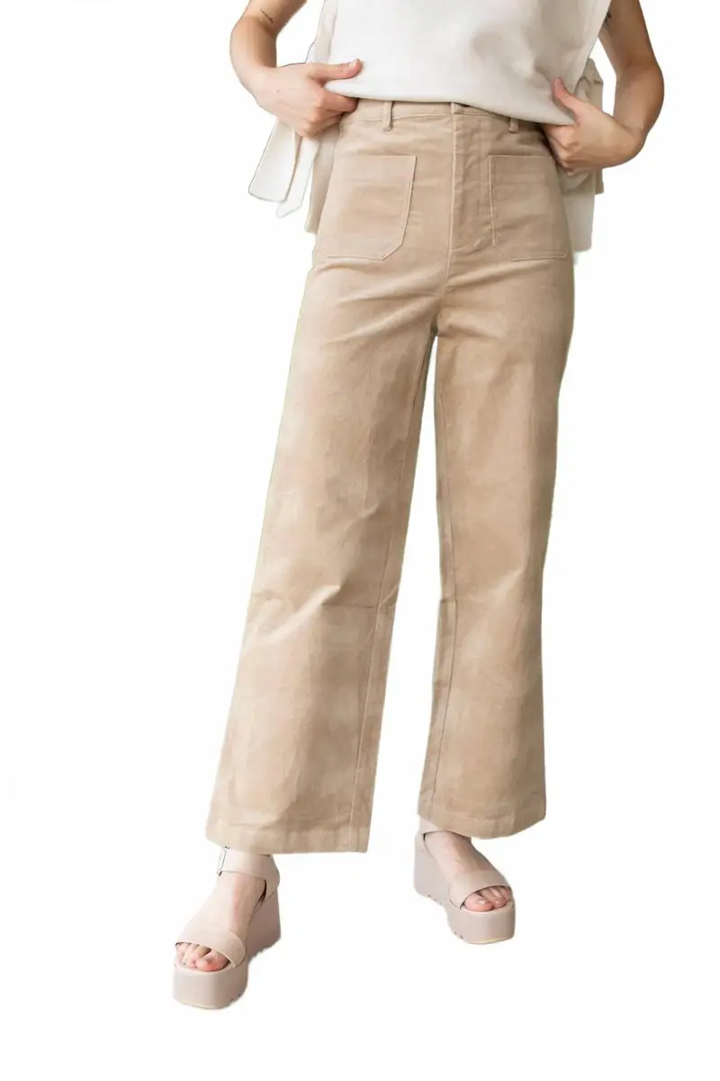 Tranquility Corduroy Wide Leg Pants In Taupe 1