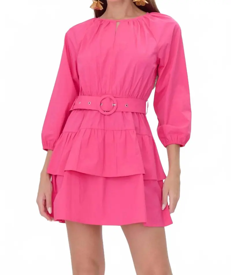 Trina Poplin Mini Dress In Fuchsia 1