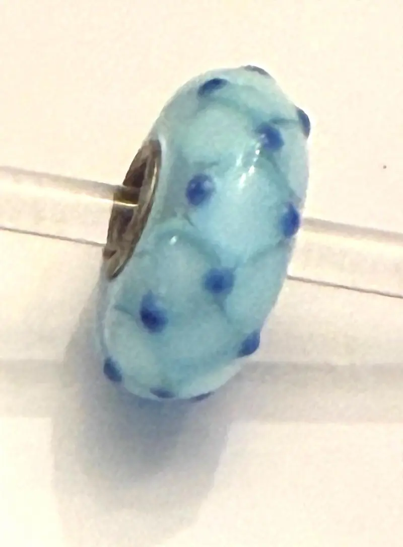 Trollbead Universal Unique Pale Blue Bead Charm With Raised Dots 1