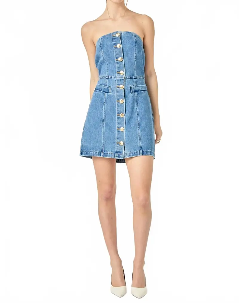 Tube Mini Dress In Dark Denim 1