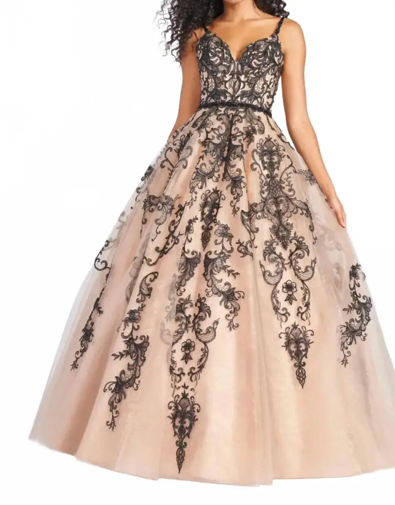Tulle Ball Gown In Black/Champagne 1