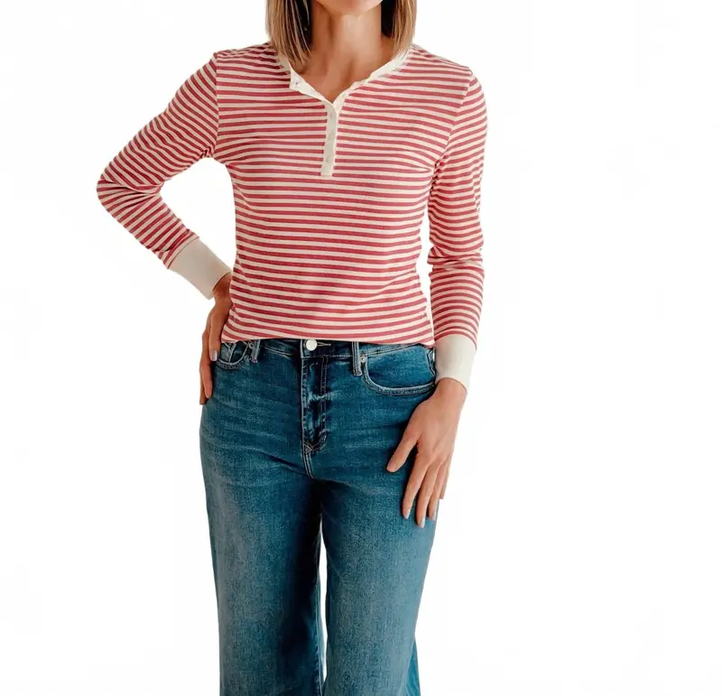 Tulsi Stripe Long Sleeve Top In Berry/Vanilla Ice 1