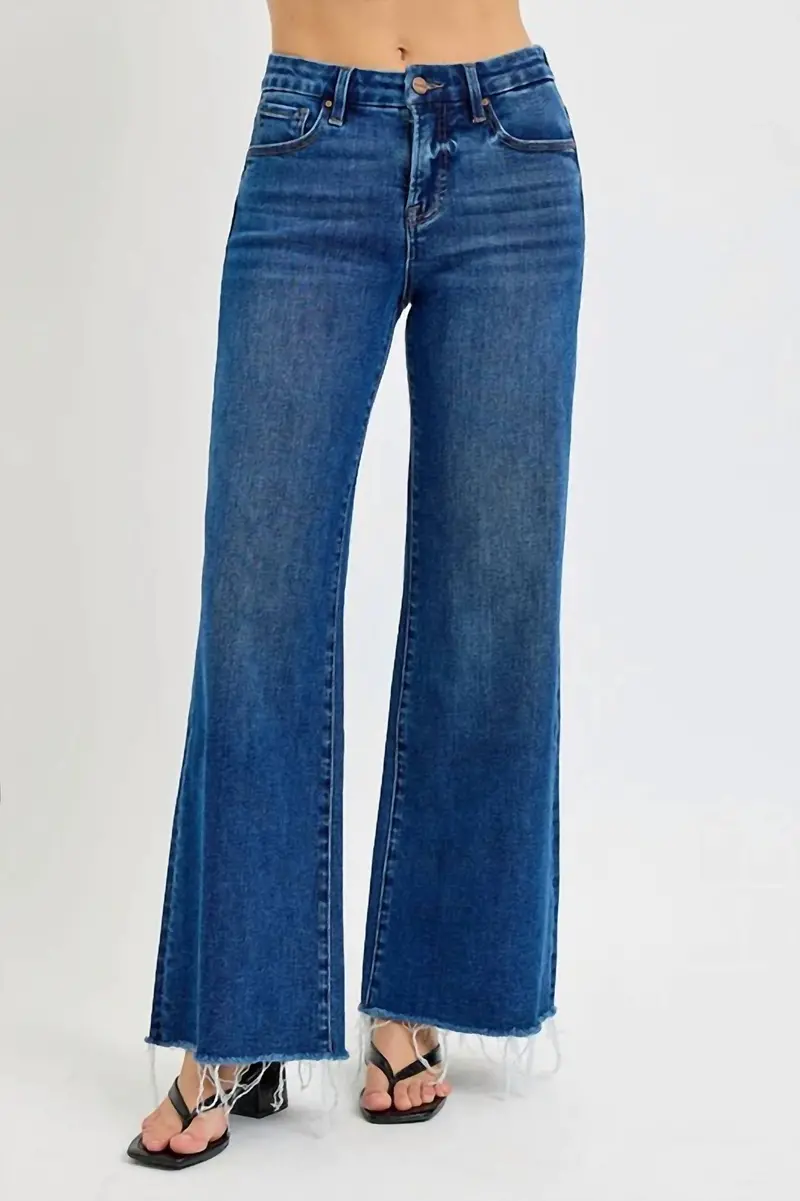 Tummy Control High Rise Wide Jeans In Dark Wash 1