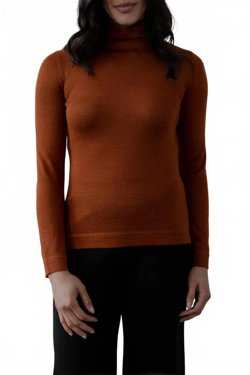 Turtle Neck Pullover In Rust 1