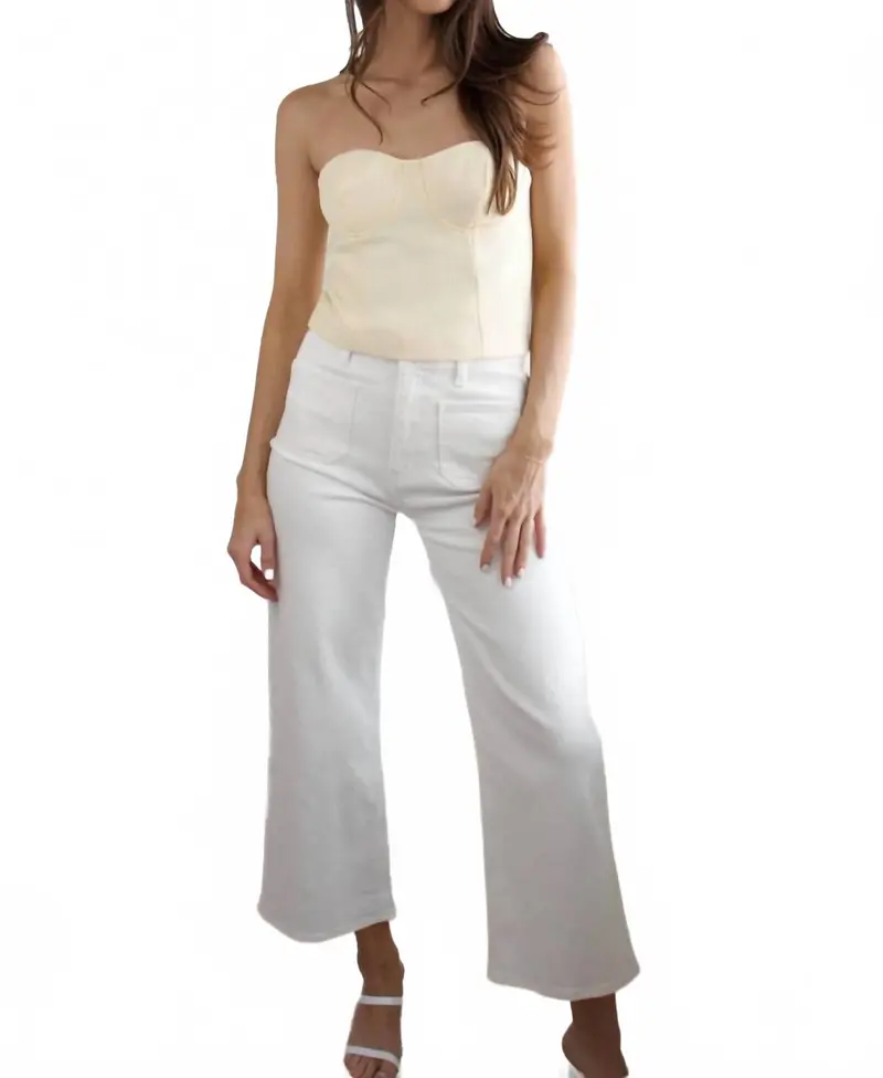 Tweed Strapless Top In Butter 1