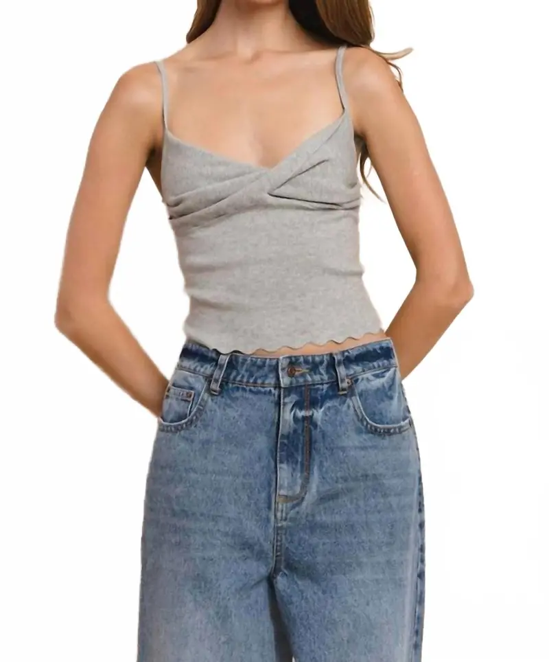 Twist Knit Top In Gray 1