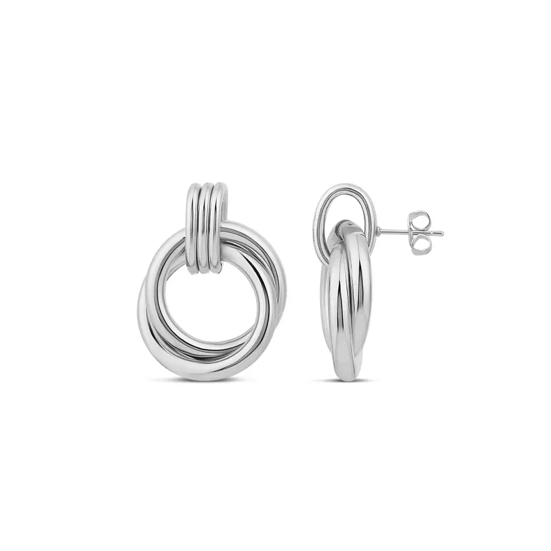 Twisted Round Statement Drop Earrings — 18K Gold Filled, Rhodium Plated, Day To Night 1