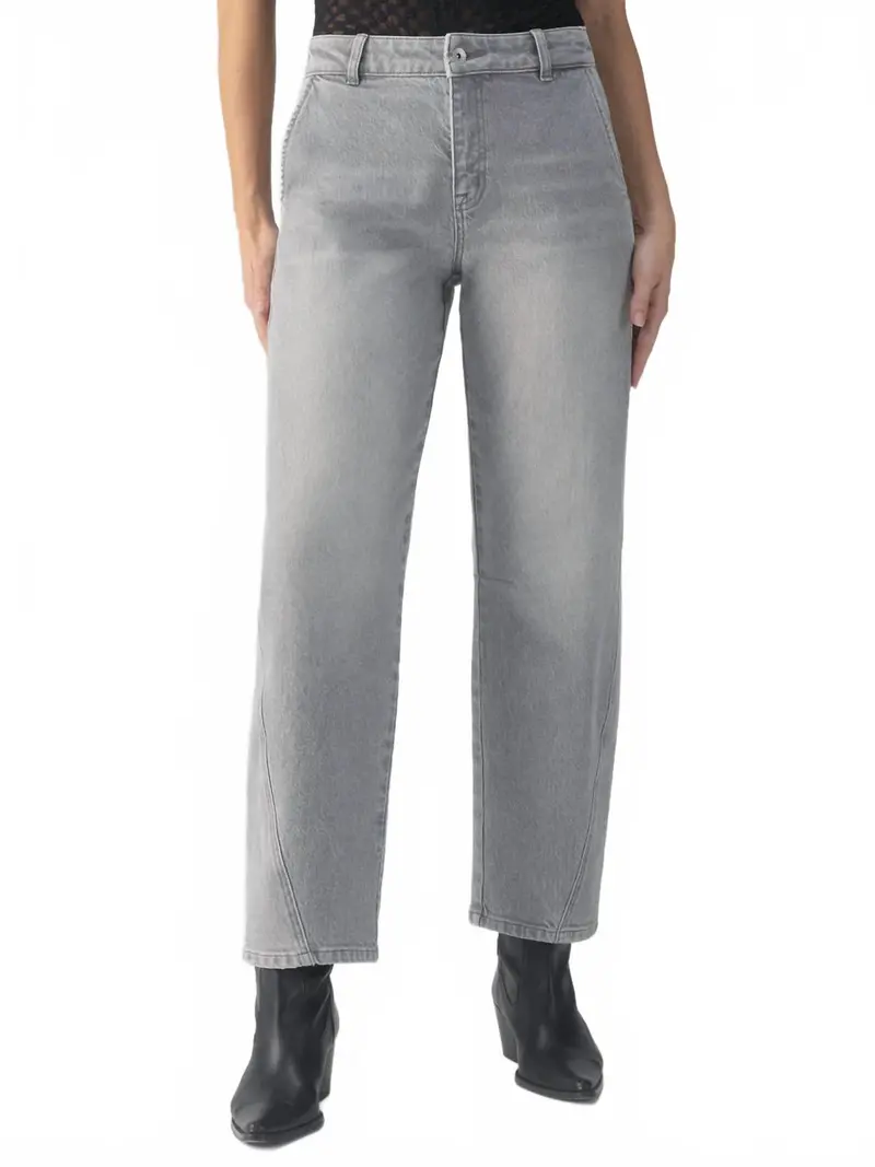 Twisted Seam Barrel Jean In Grey 1