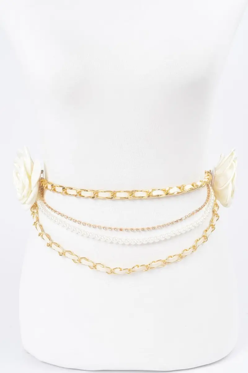 Two Flowers Multi Layered Chain Belt 1