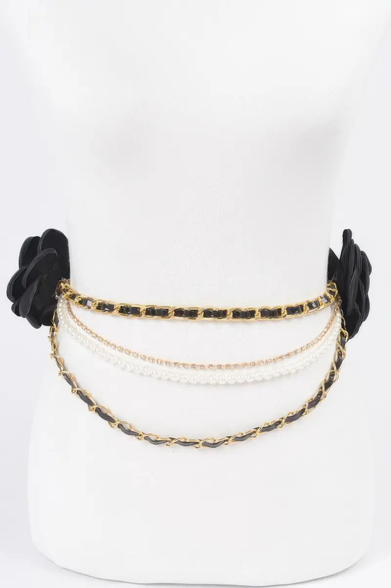 Two Flowers Multi Layered Plus Size Chain Belt 1