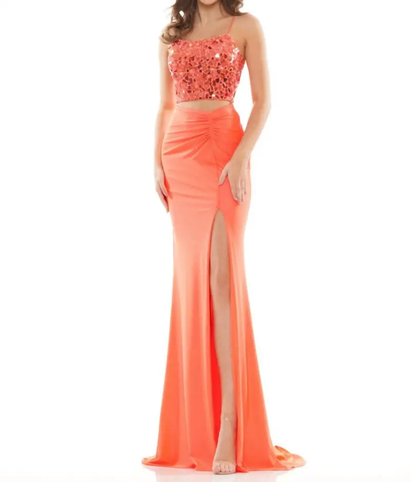 Two Piece Mosaic Top Gown In Orange 1