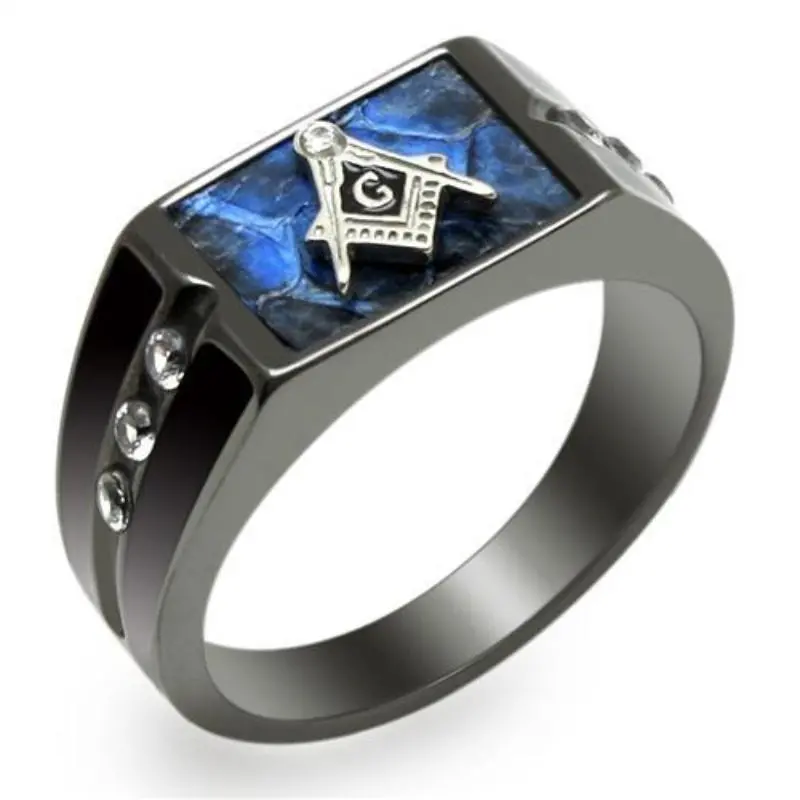 Two-Tone Ip Black Stainless Steel Ring With Aaa Grade Cz In Clear 1