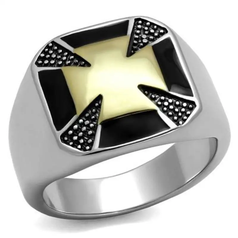 Two-Tone Ip Gold (Ion Plating) Stainless Steel Ring With Epoxy In Jet 1