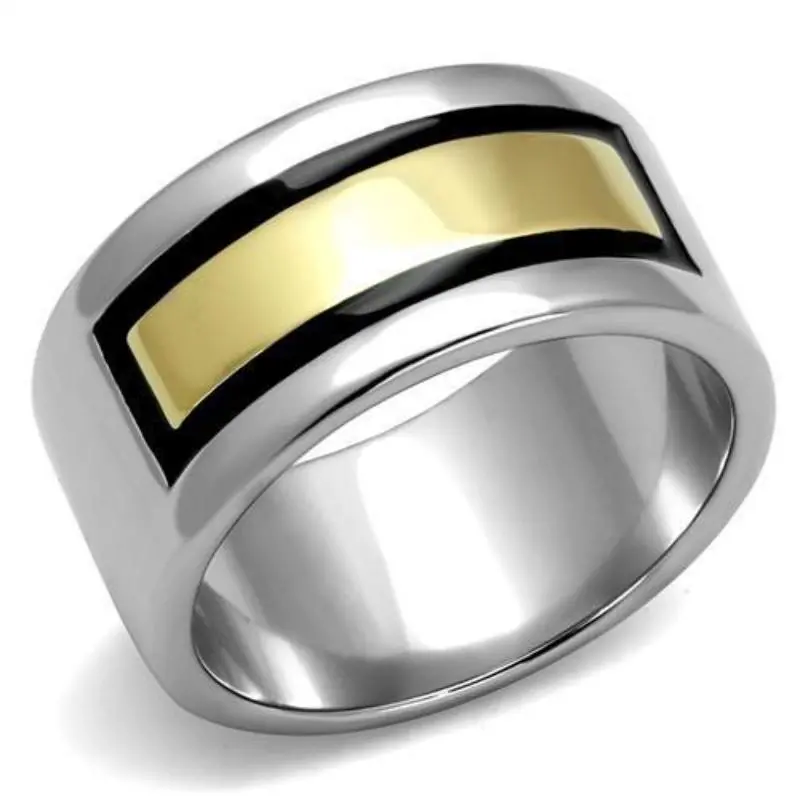 Two-Tone Ip Gold (Ion Plating) Stainless Steel Ring With Epoxy In Jet 1
