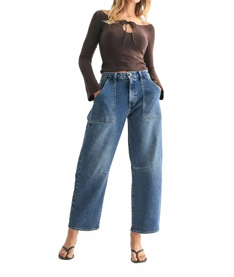 Utility Seamed Barrel Jean In Blue 1
