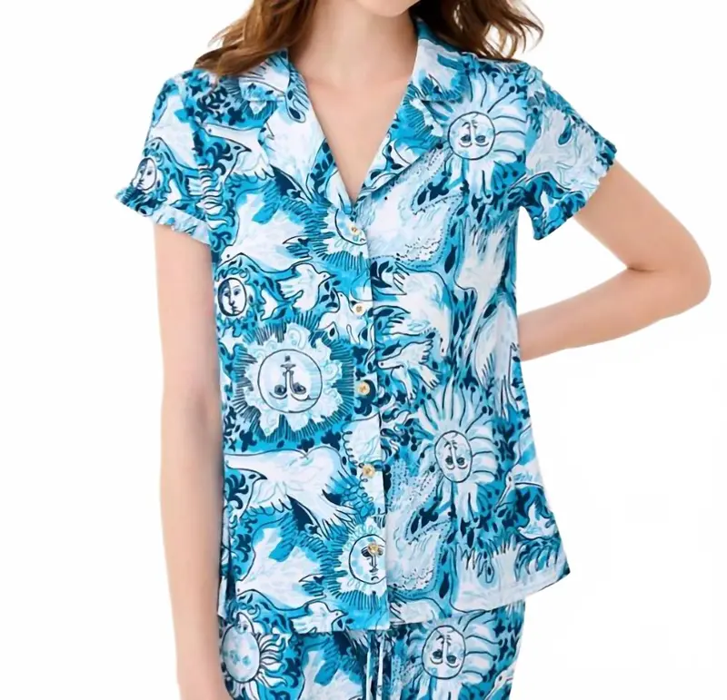 Valaine Pj Top In Bellevue Blue Lilly Gulls 1
