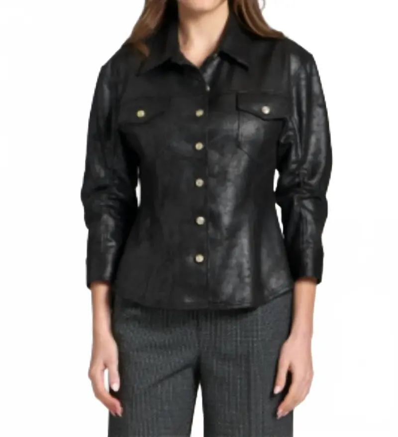 Vegan Leather Shirt In Black 1