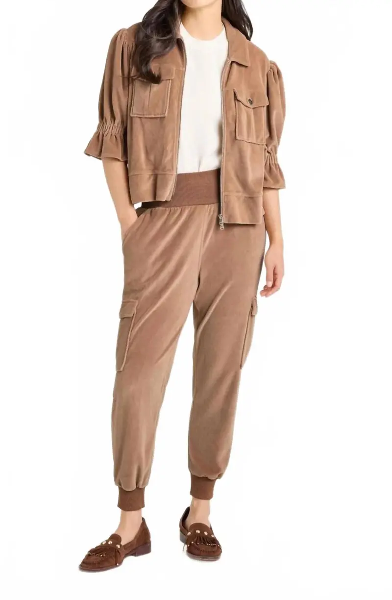 Velour Giles Pant In Mocha 1