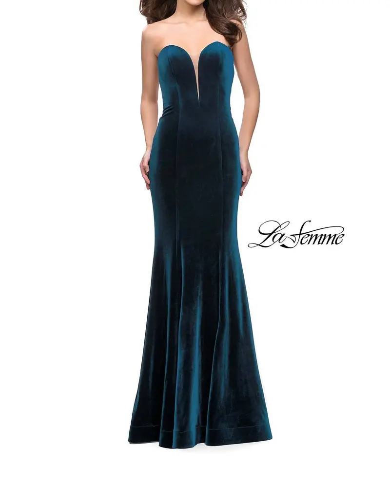 Velvet Mermaid Dress In Dark Teal 1