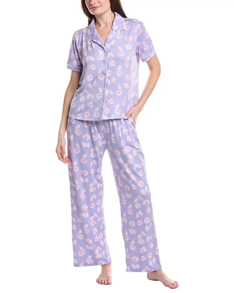 Vera Bradley 3Pc Notch Collar Top, Short & Pant Pajama Set 1