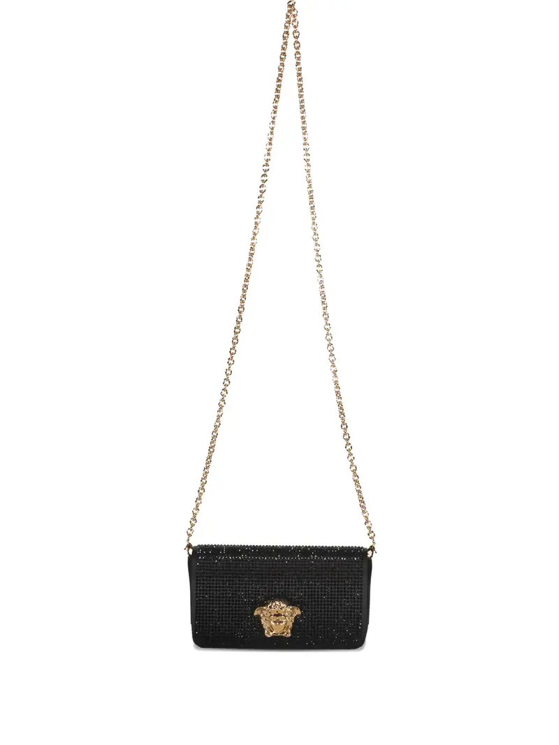Versace Embelished Black Clutch With Golden Closure 1