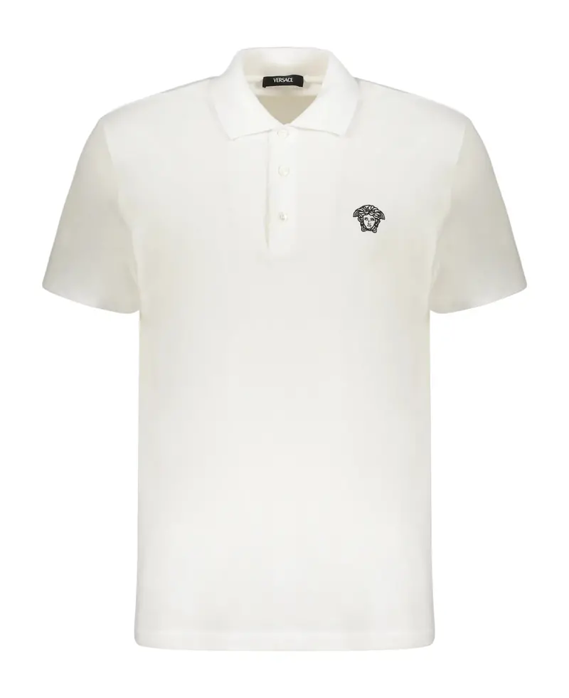 Versace Embroidered Cotton Polo Shirt - White 1