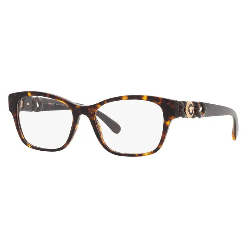 Versace Eyeglasses Cat Eye Full Rim, Havana Frame And Clear Demo Lenses Lens Ve3306108 1
