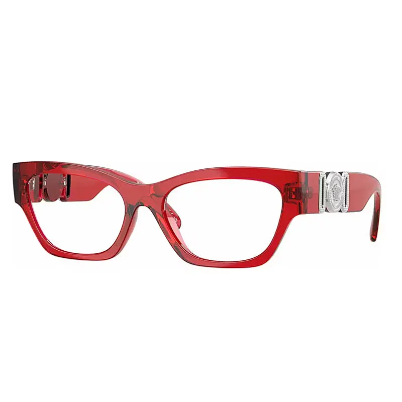 Versace Eyeglasses Cat Eye Full Rim, Red Transparent Frame And Clear Demo Lenses Lens Ve3367u5495 1